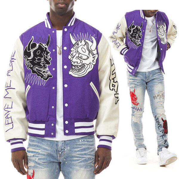 Top Quality Blue and White Color Embroidery Patches Letterman Jacket for Men - Image 2