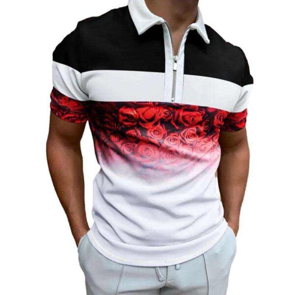 Custom Sublimation Printed Mens Zip Golf Shirt for Sports - Image 5