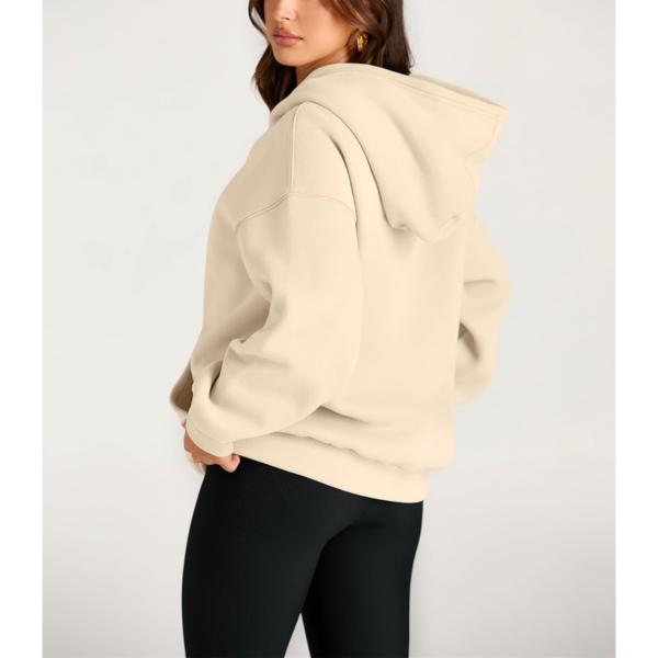 Bulk Manufacturing Customized 320-500gsm Women's Blank Designer Pullover Fleece Hoodies - Image 6