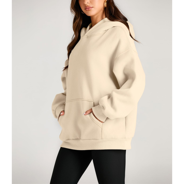 Bulk Manufacturing Customized 320-500gsm Women's Blank Designer Pullover Fleece Hoodies - Image 3