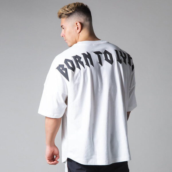 New Fashion Quality Fitness Sport Wear Custom Logo Men's Tshirt Puff Printed On Back Plus Size Crew Neck T-Shirt - Image 5