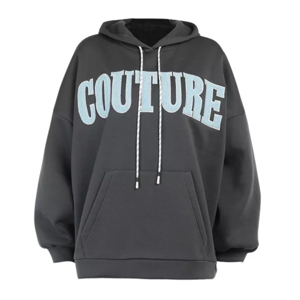 Winter OEM Factory Price Thick Fleece Heavyweight Female Hoodies Chenille Patches Embroidery - Image 2