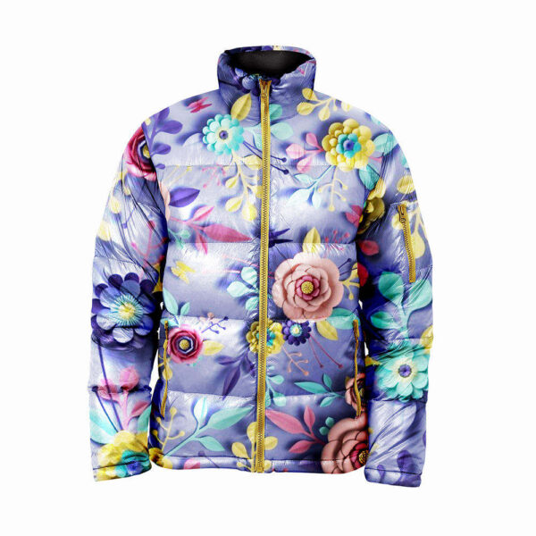 Sublimation Printed Flowers Men's Puffer Jacket Low Price Comfortable & Fashionable Bubble Jackets