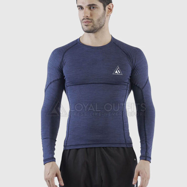 Mens Running Tops, Quick Dry Compression Gym Workout Running Shirt - Image 3