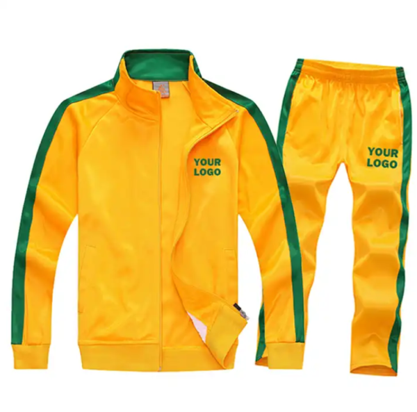 Green Color Tracksuit Custom Logo Mens Polyester/100% Cotton Anti Shrinking Sweatsuit - Image 3